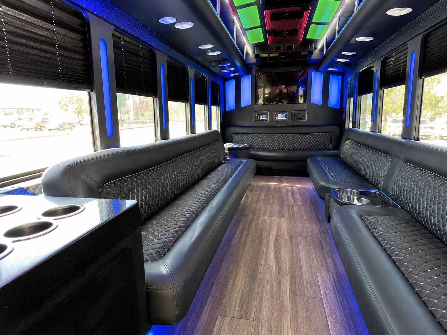 south gate 15 passenger party bus inside