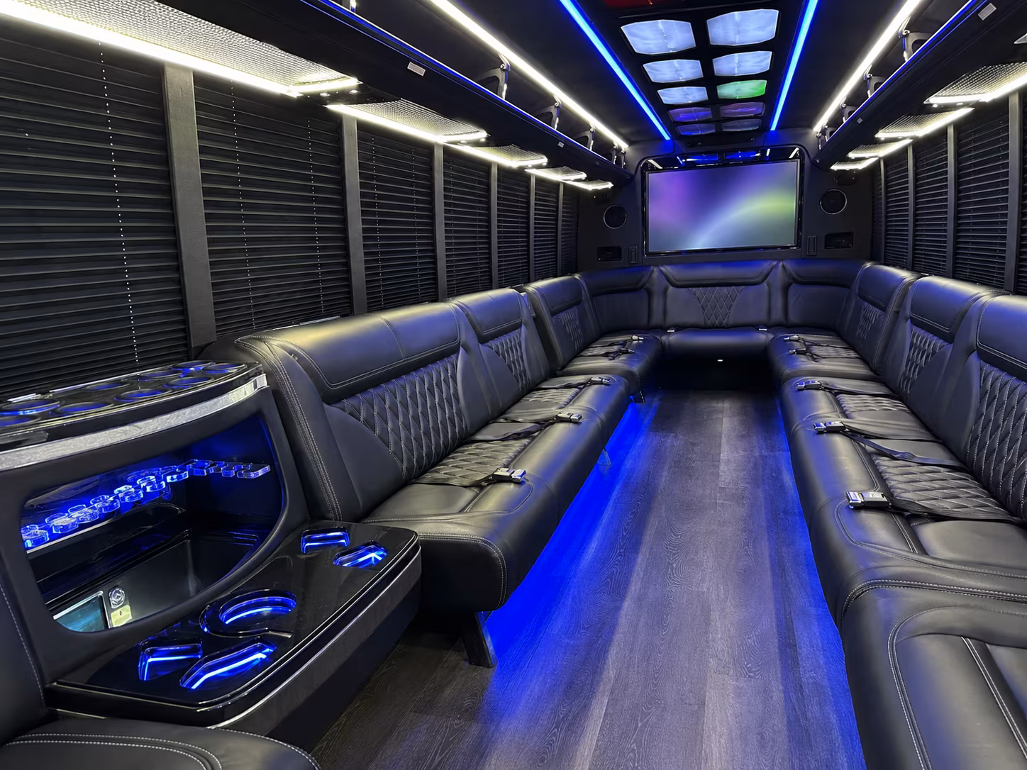 south gate 20 passenger party bus inside