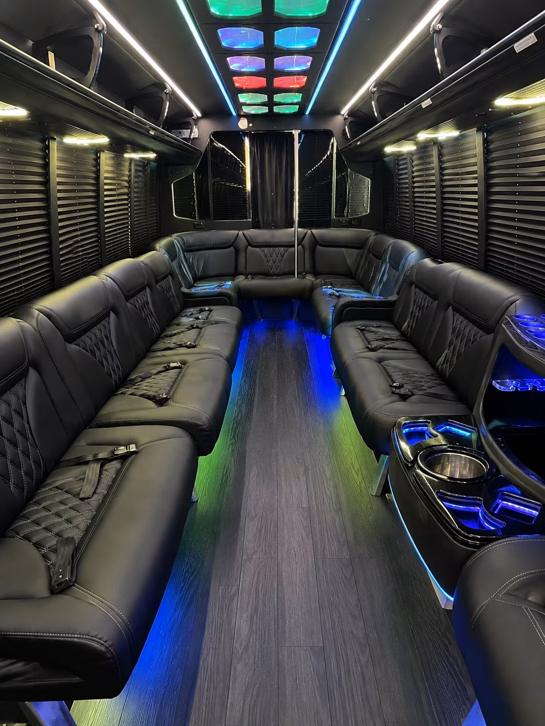 south gate 20 passenger party bus interior