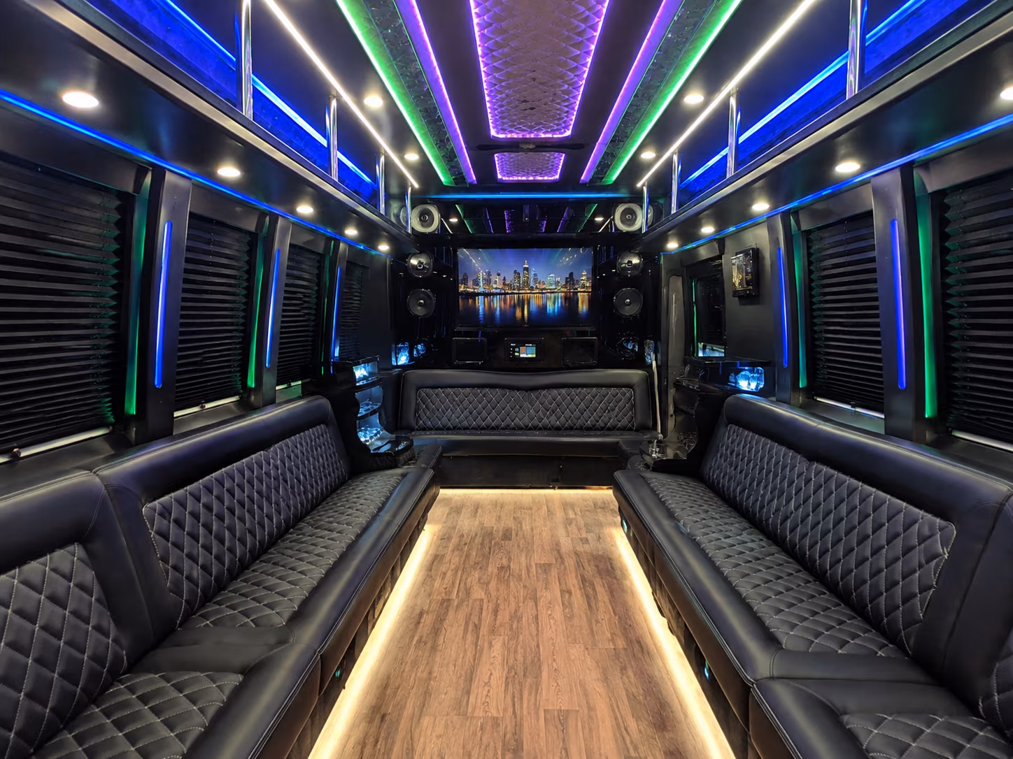 south gate 25 passenger party bus interior