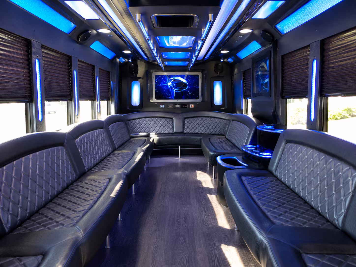 south gate 28 passenger party bus inside