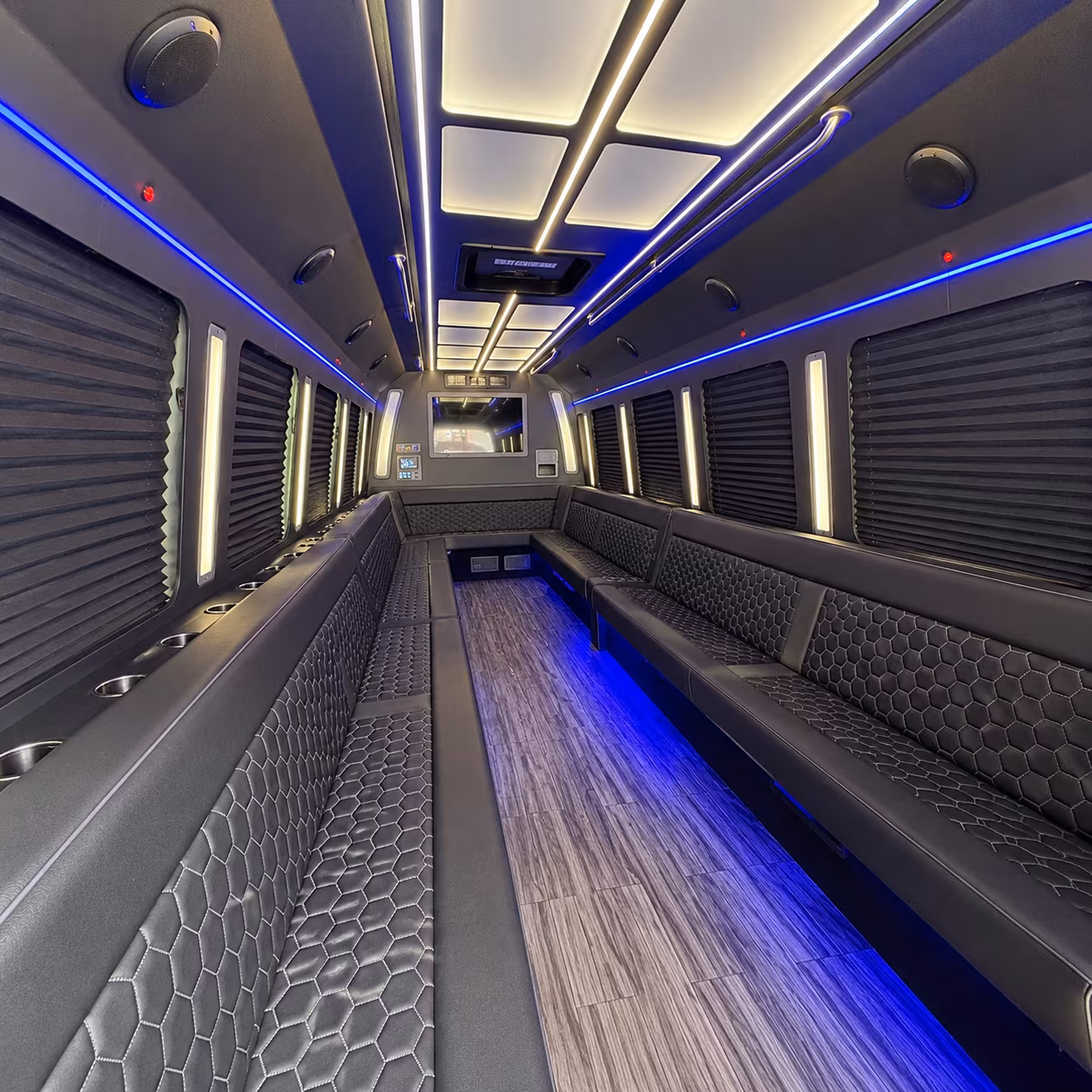 south gate 30 passenger party bus interior