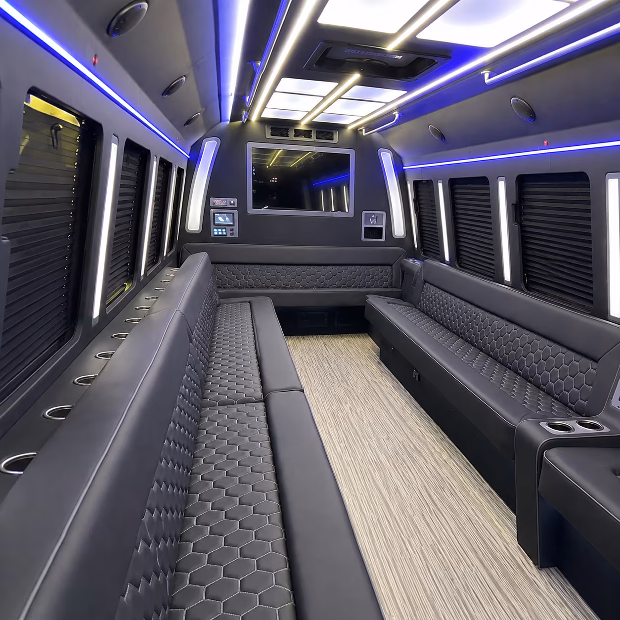 south gate 40 passenger party bus inside