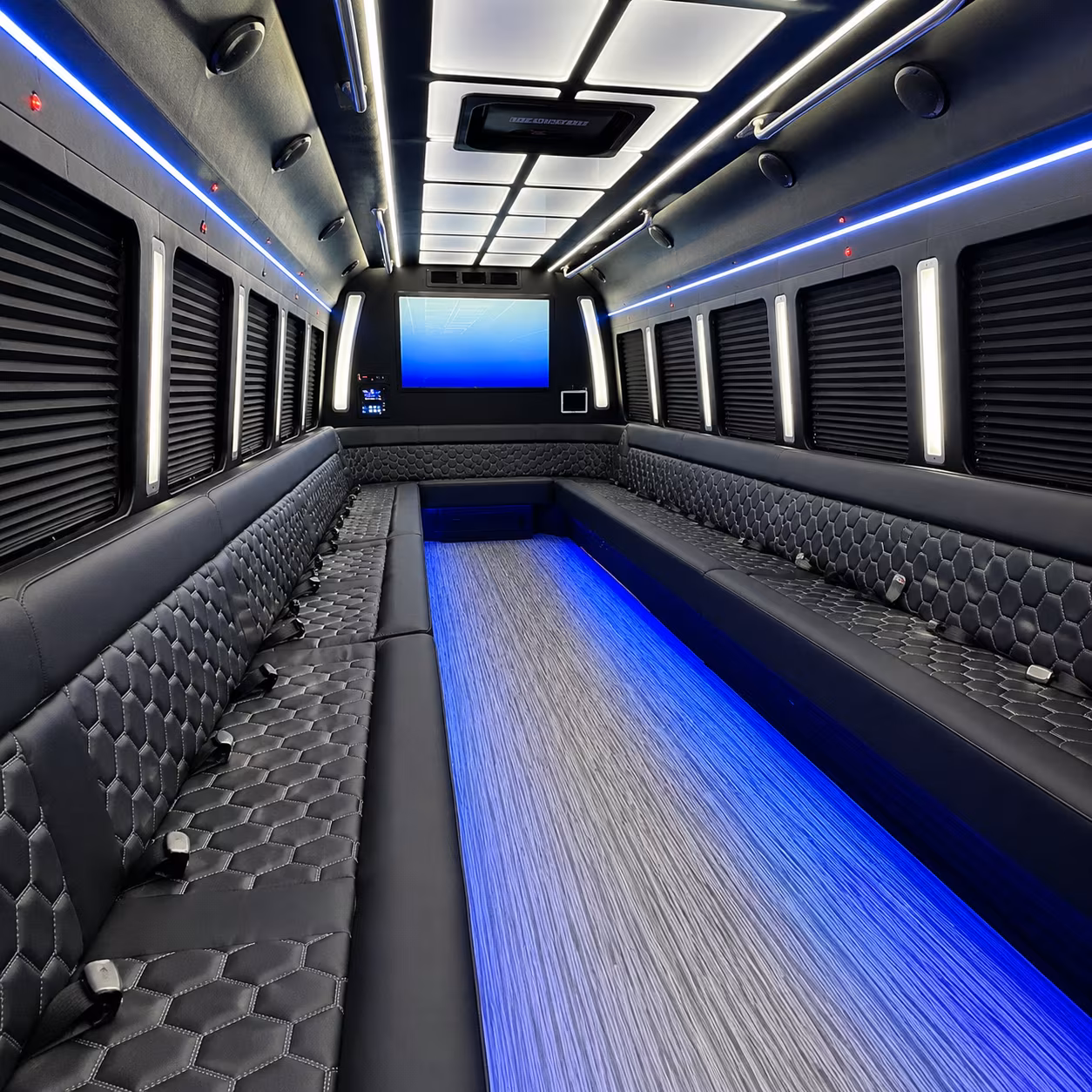 south gate 50 passenger party bus inside