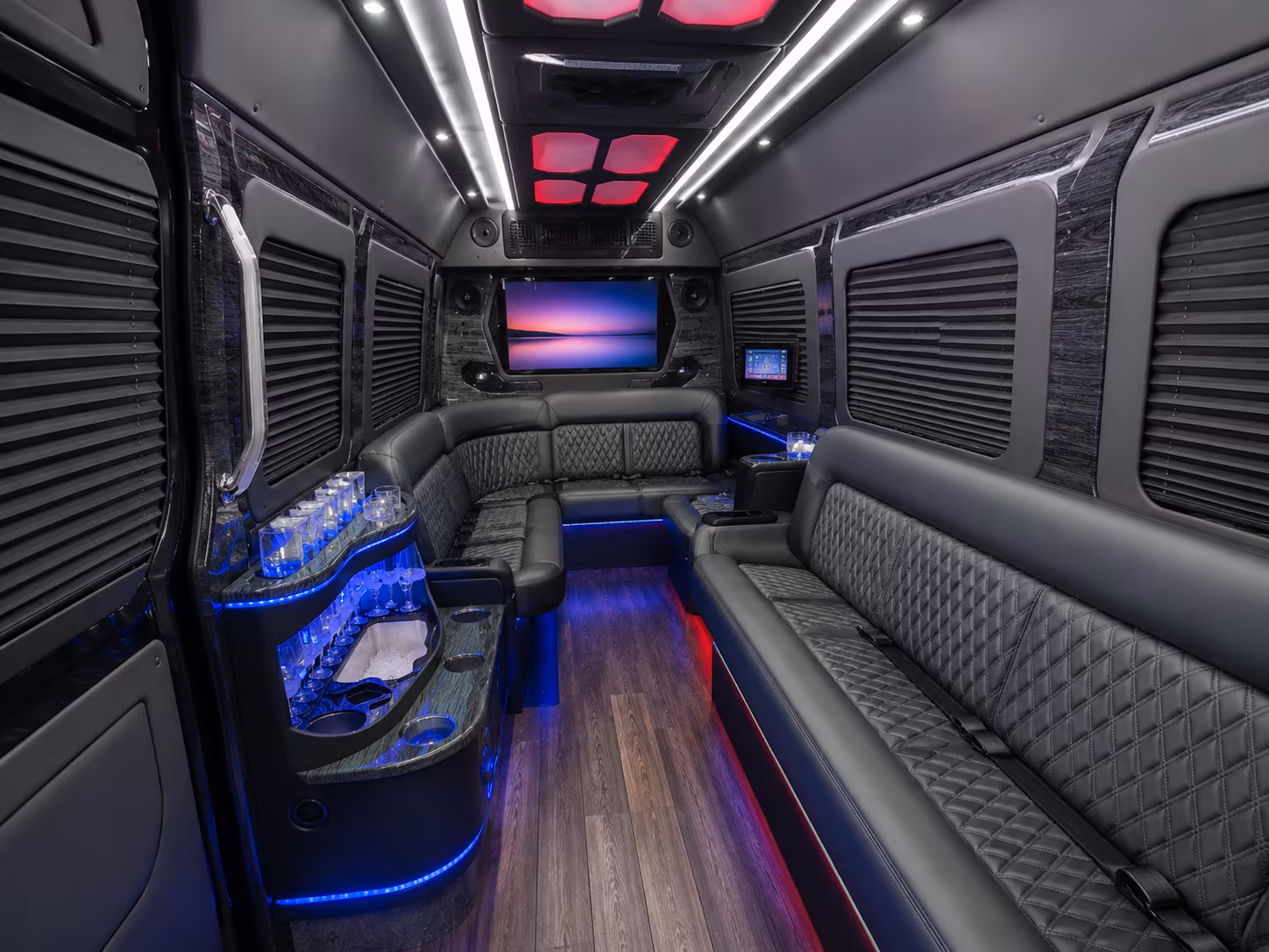 south gate 50 passenger party bus interior